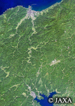 だいちから見た日本の都市 輪島市周辺：衛星画像