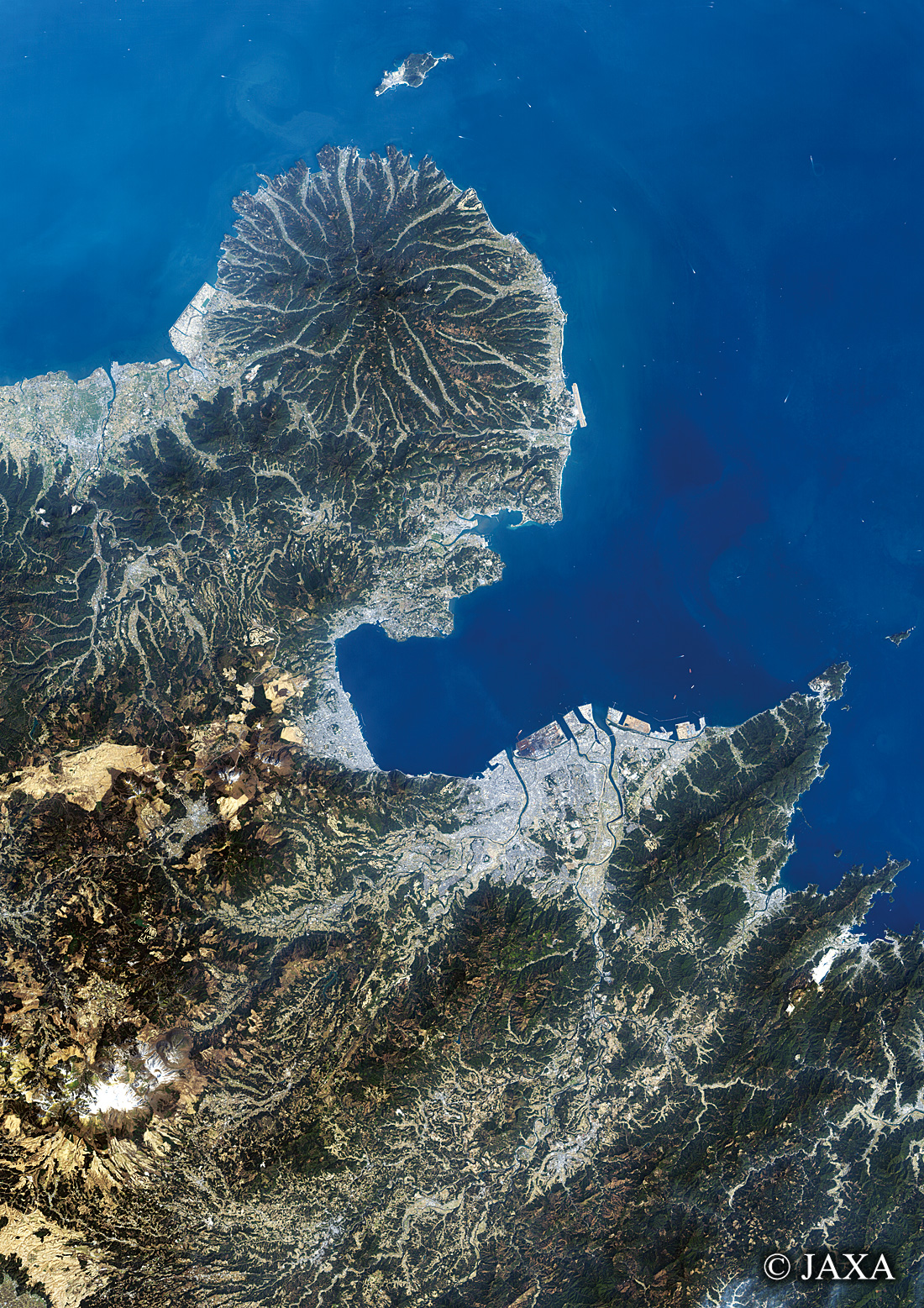 だいちから見た日本の都市 国東半島:衛星画像