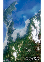 だいちから見た日本の都市 富山県：衛星画像