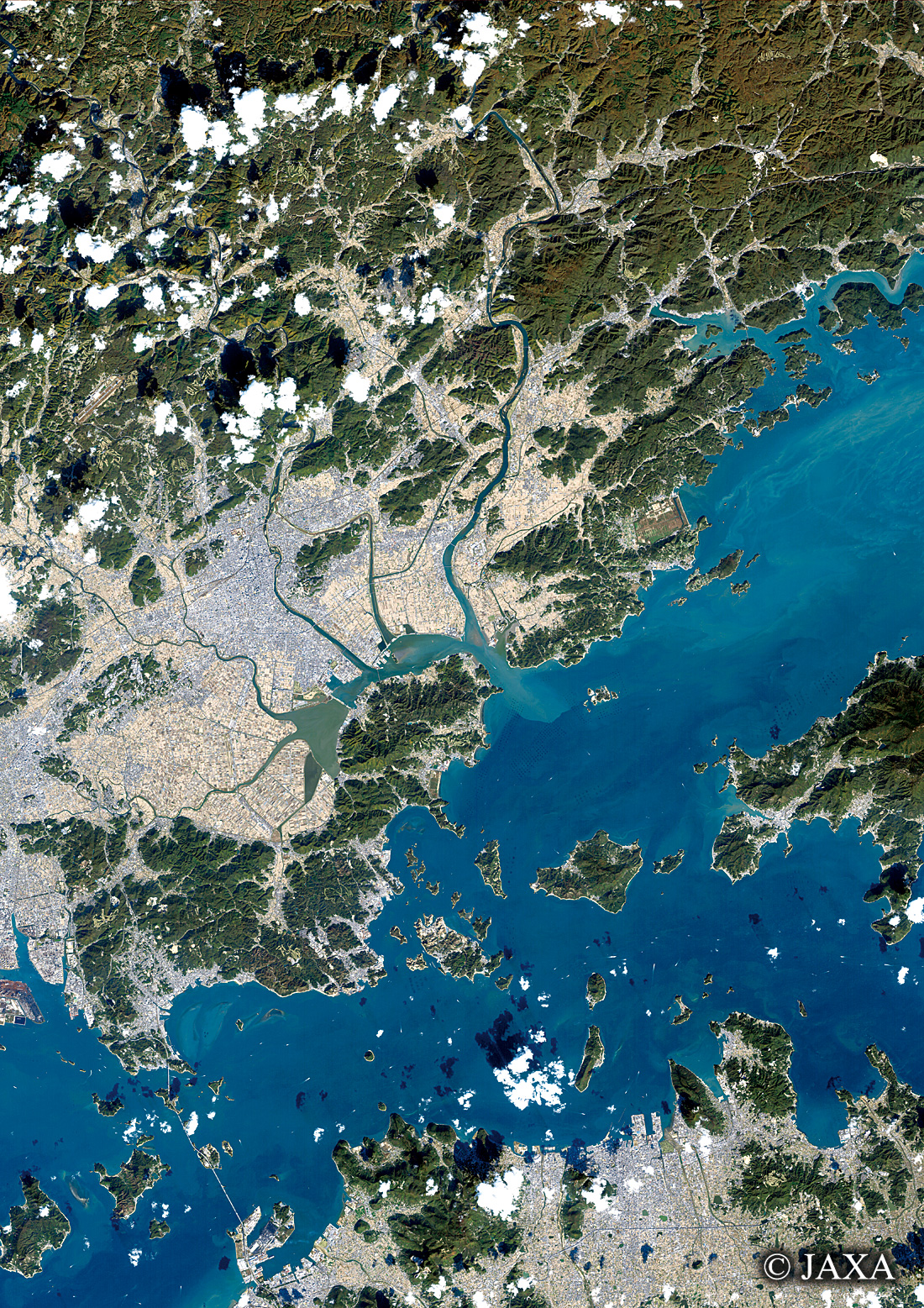 だいちから見た日本の都市 岡山市周辺:衛星画像