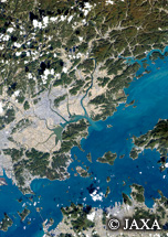 だいちから見た日本の都市 岡山市周辺：衛星画像
