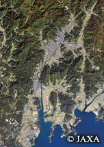だいちから見た日本の都市 山口市周辺：衛星画像