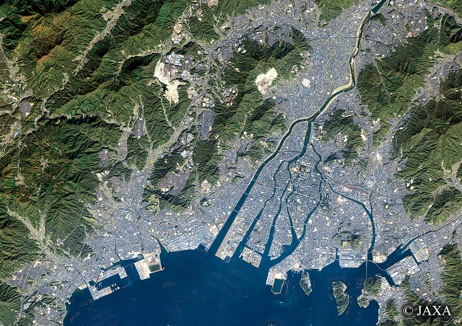 だいちから見た日本の都市 広島市周辺:衛星画像