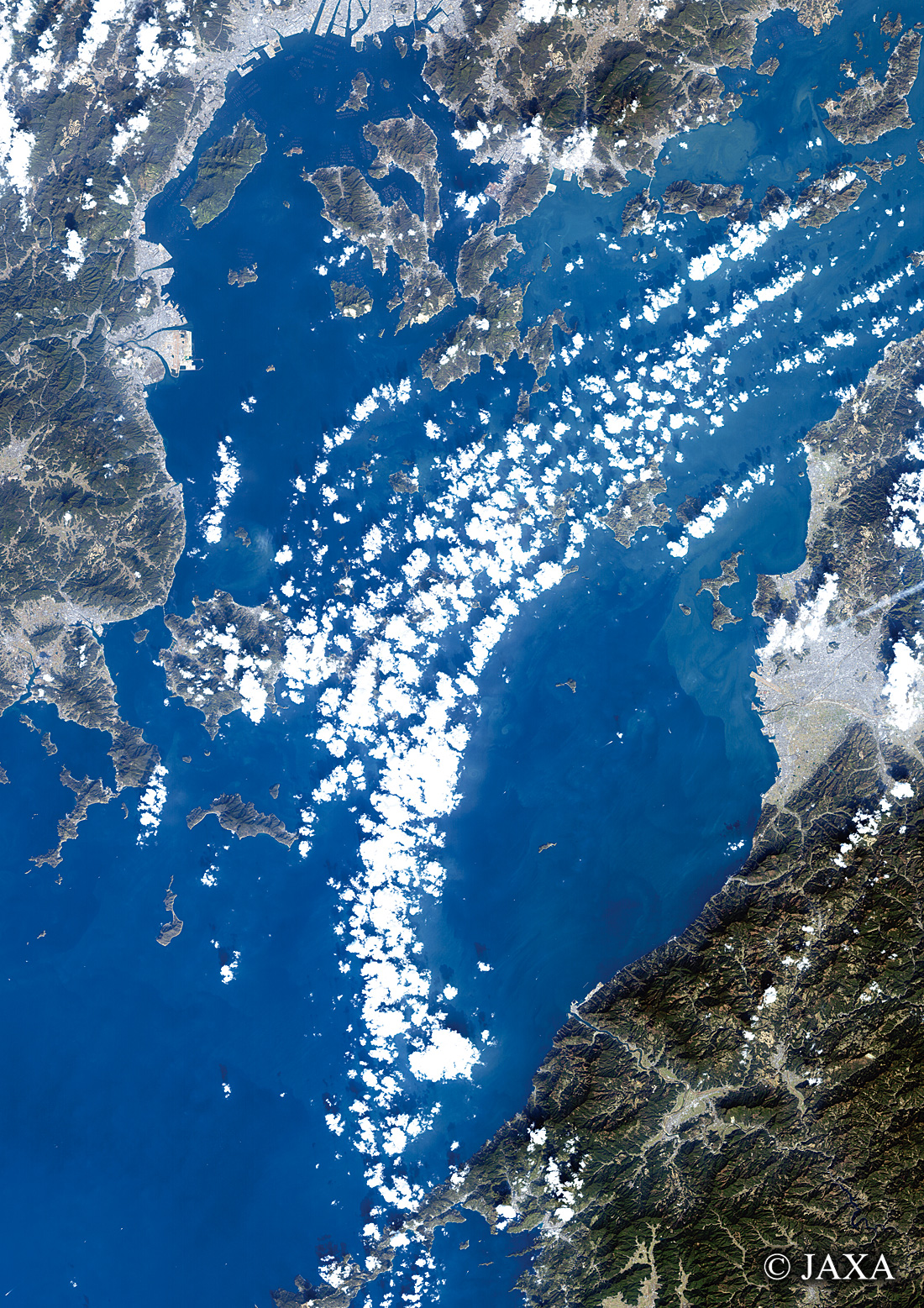 だいちから見た日本の都市 松山市周辺:衛星画像