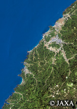 だいちから見た日本の都市 大田市周辺：衛星画像