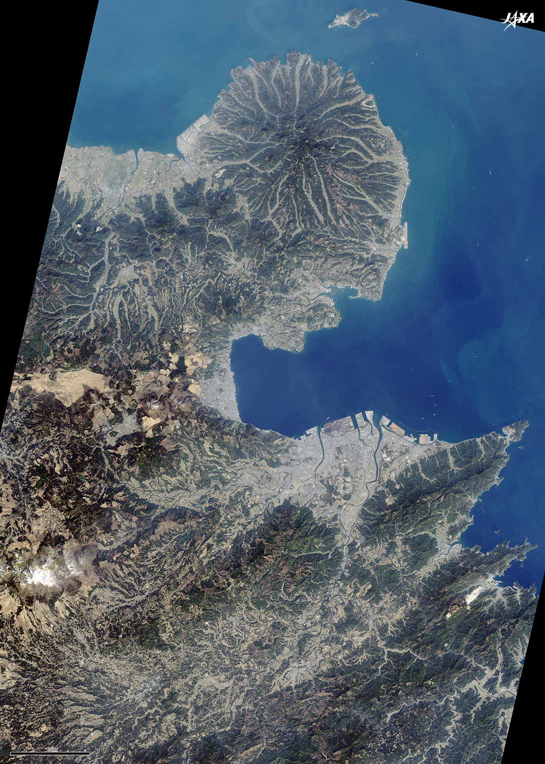 だいちから見た日本の都市 大分県:衛星画像