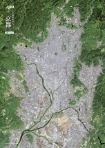 だいちから見た日本の都市 京都：衛星画像（ポスター仕上げ）