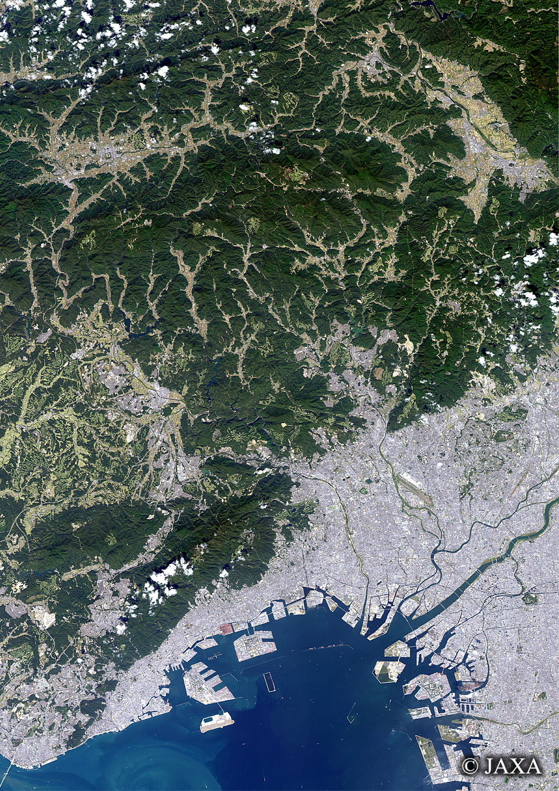 だいちから見た日本の都市 兵庫県・大阪府周辺:衛星画像