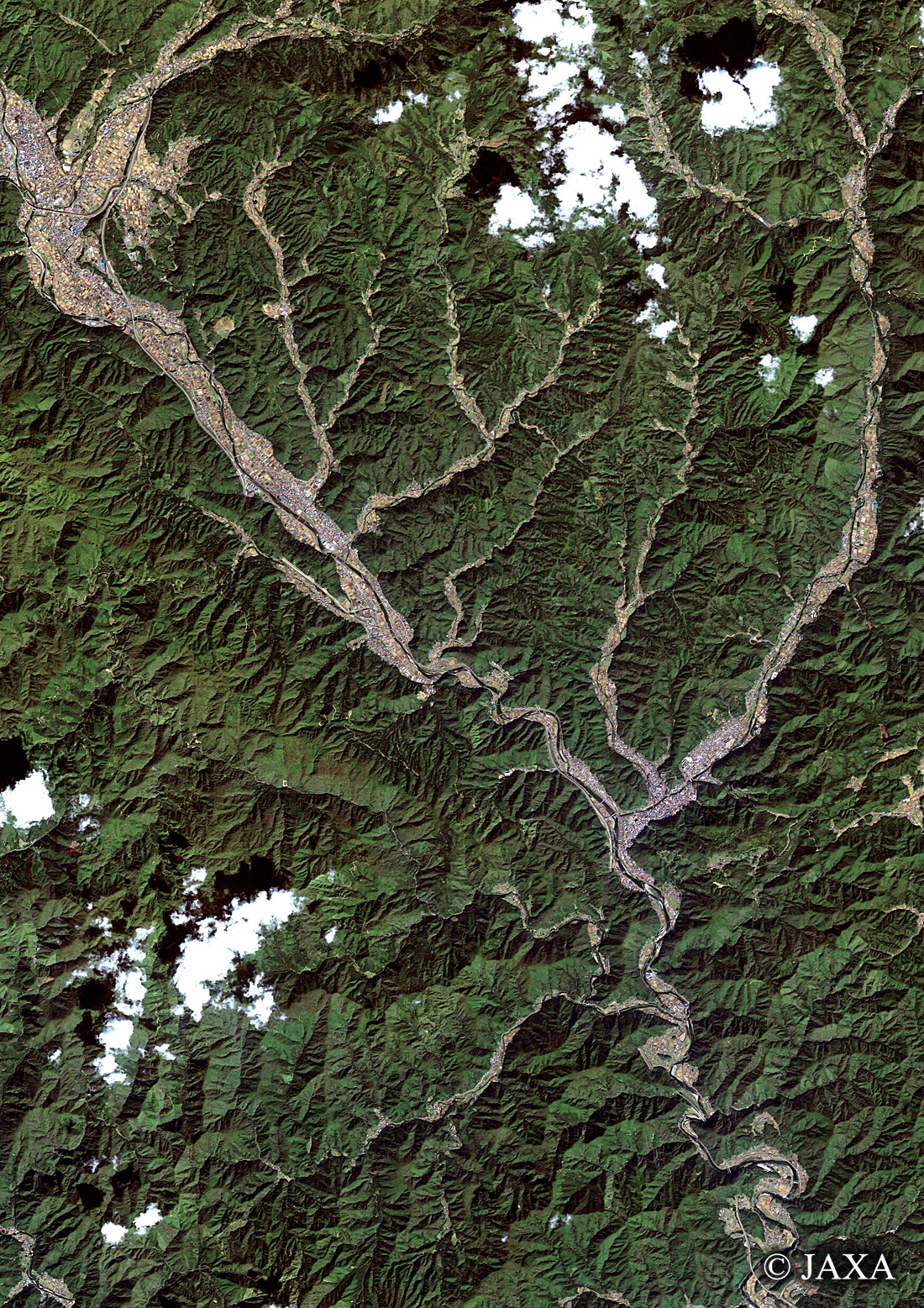 だいちから見た日本の都市 郡上市周辺:衛星画像