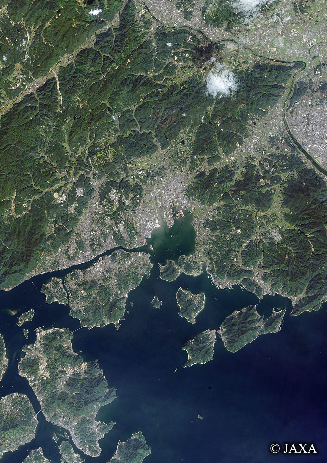だいちから見た日本の都市 尾道市周辺:衛星画像