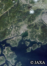 だいちから見た日本の都市 尾道市周辺：衛星画像