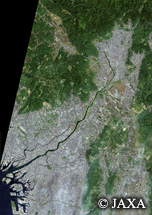 だいちから見た日本の都市 京都府、大阪府、奈良県：衛星画像