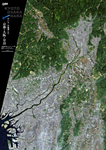 だいちから見た日本の都市 京都府、大阪府、奈良県：衛星画像（ポスター仕上げ）