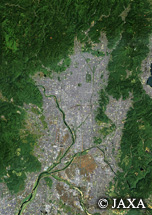だいちから見た日本の都市 京都：衛星画像