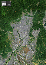 だいちから見た日本の都市 京都：衛星画像（ポスター仕上げ）