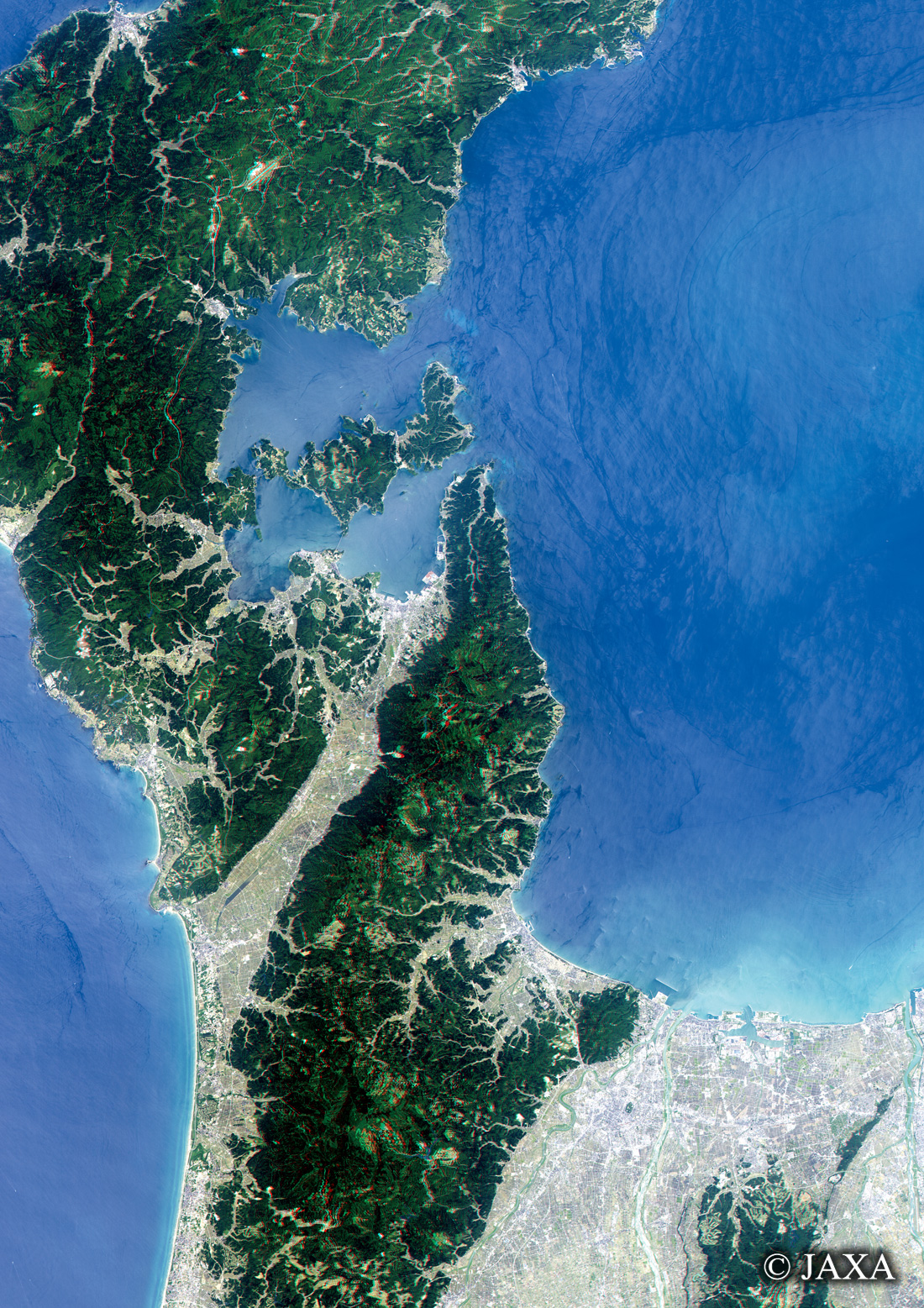 だいちから見た日本の都市 能登半島立体視画像:衛星画像