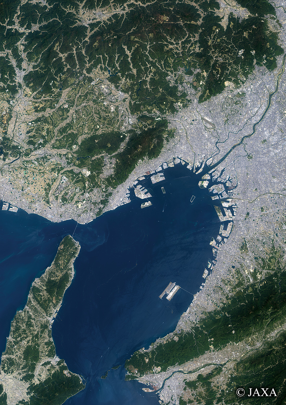 だいちから見た日本の都市 大阪湾周辺地域:衛星画像