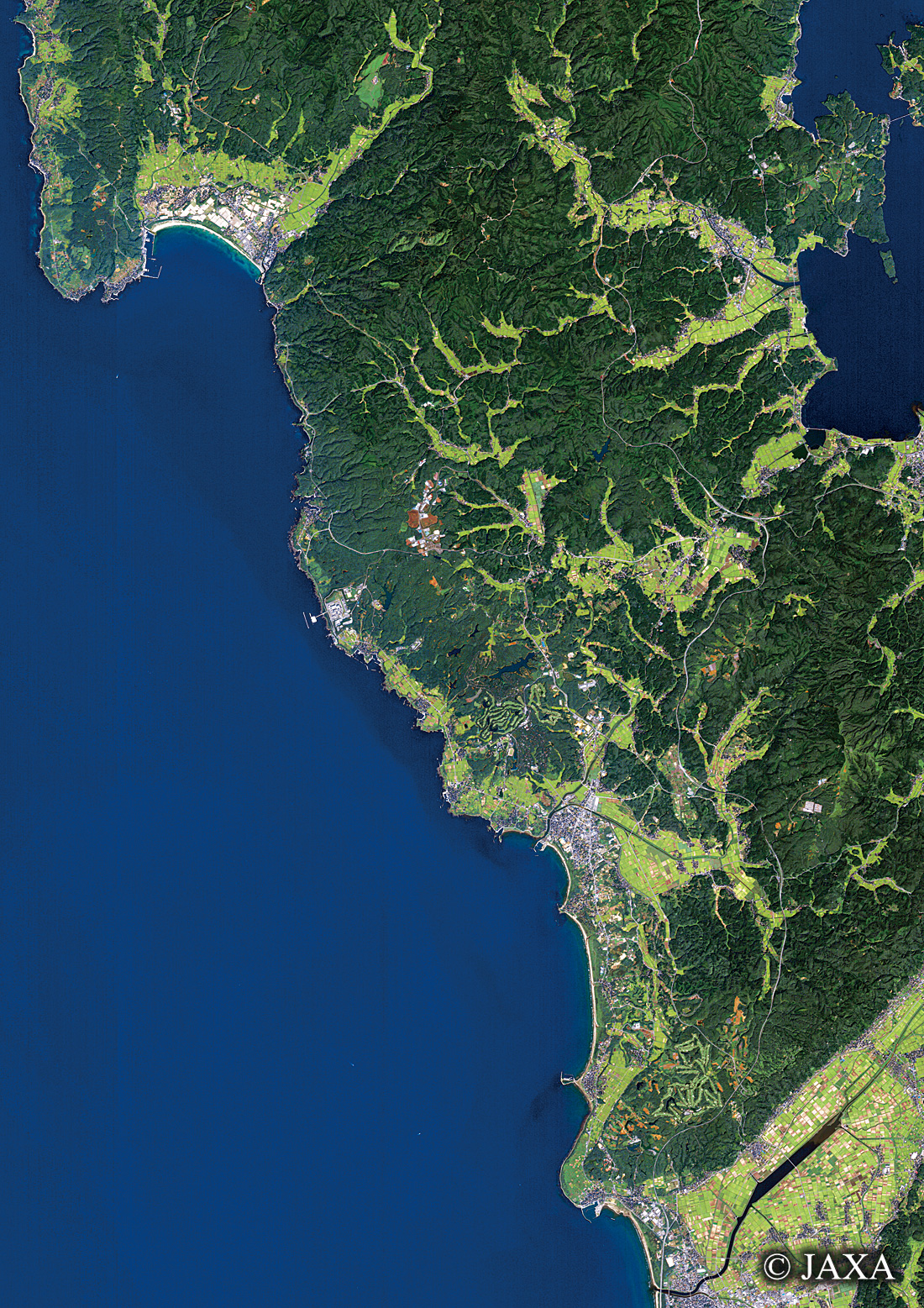 だいちから見た日本の都市 羽咋郡志賀町周辺:衛星画像
