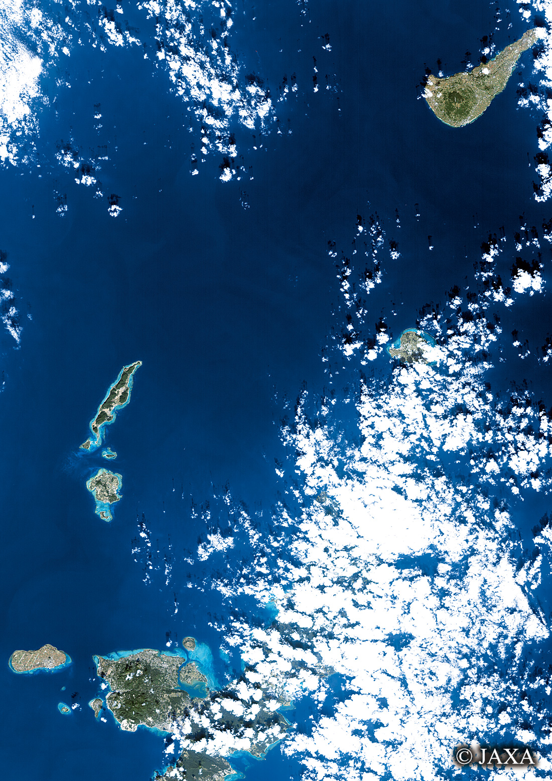 だいちから見た日本の都市 沖永良部島～与論島～沖縄:衛星画像