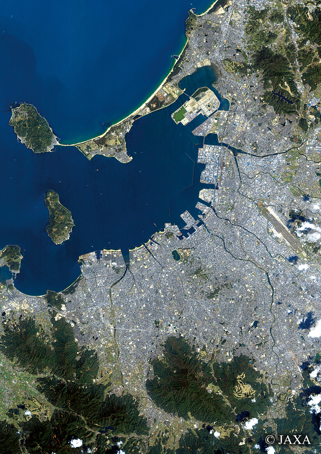 だいちから見た日本の都市 福岡市周辺:衛星画像