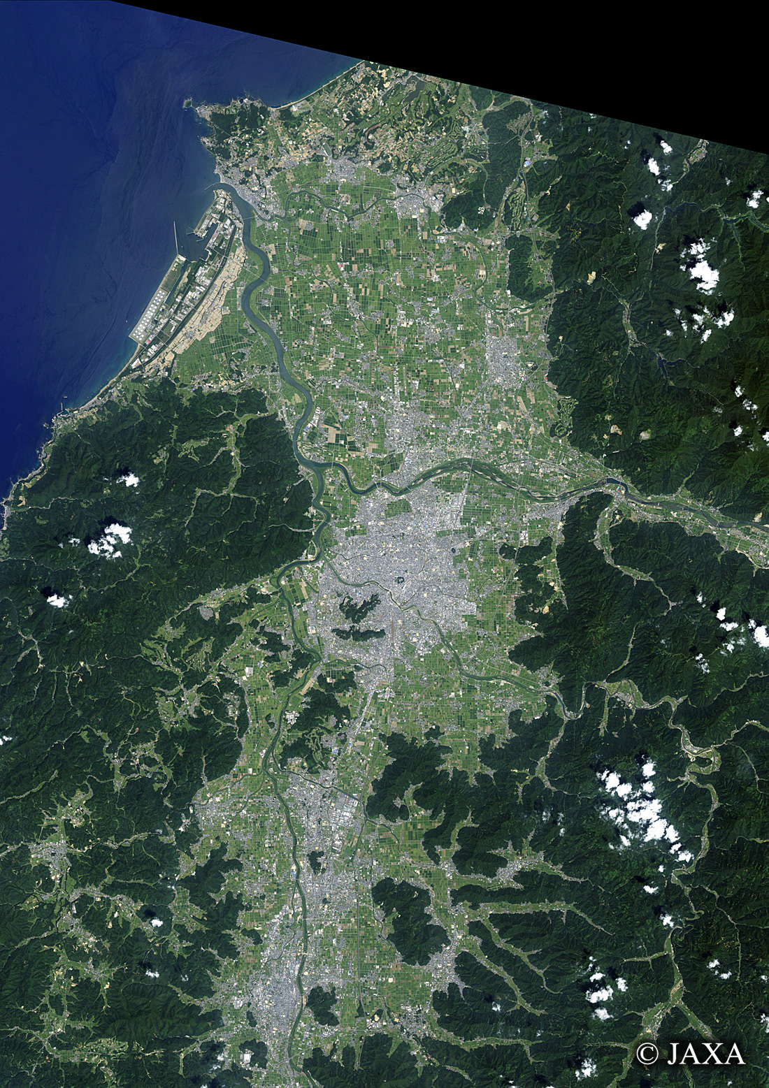 だいちから見た日本の都市 福井市周辺:衛星画像
