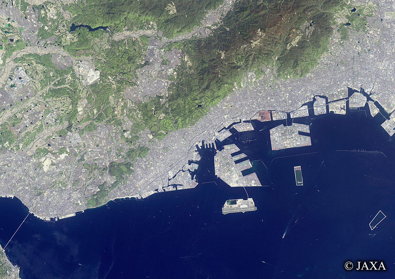 だいちから見た日本の都市 神戸市周辺:衛星画像