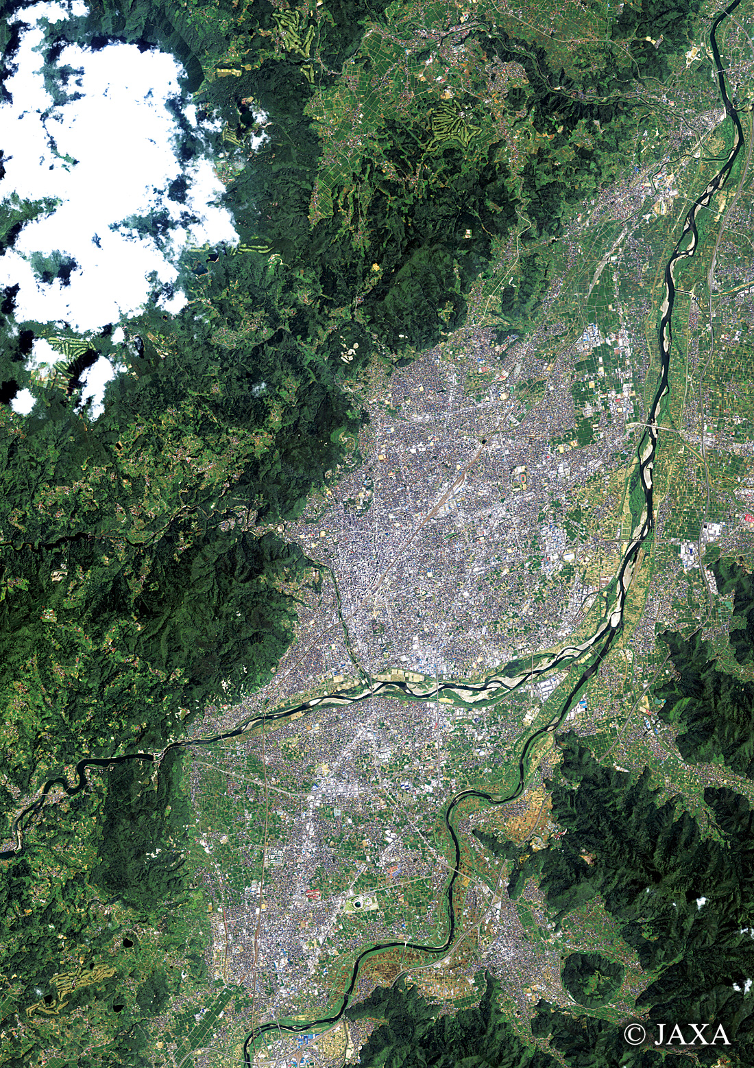 だいちから見た日本の都市 長野市周辺:衛星画像