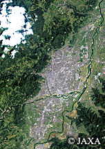 だいちから見た日本の都市 長野市周辺：衛星画像