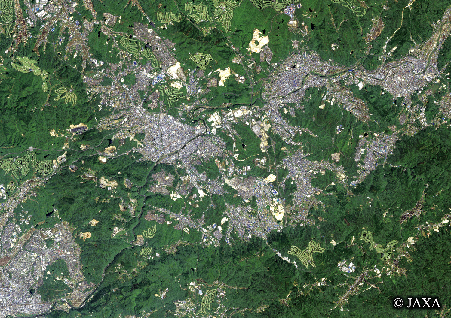 だいちから見た日本の都市 多治見市周辺:衛星画像