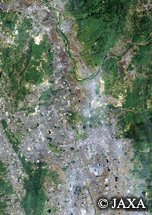 だいちから見た日本の都市 奈良市周辺：衛星画像