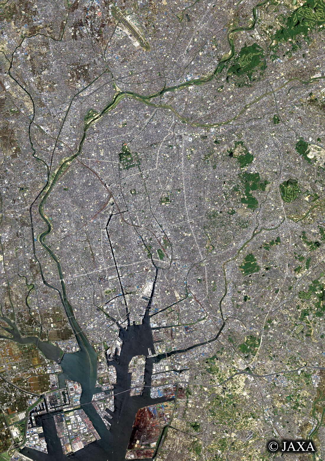 だいちから見た日本の都市 名古屋市周辺:衛星画像