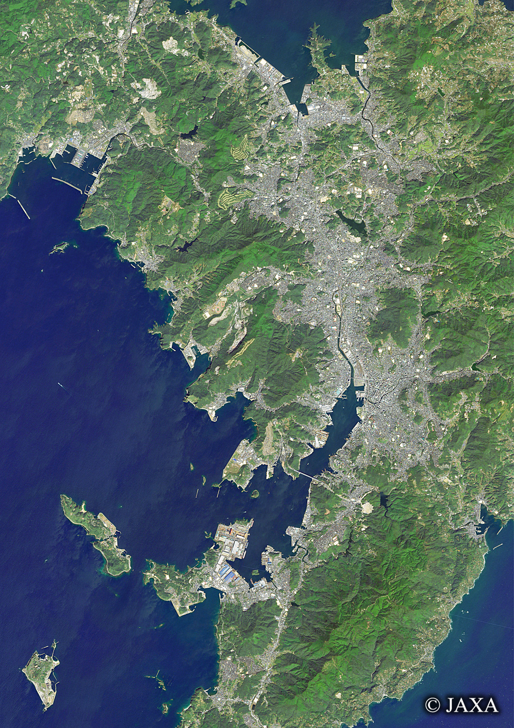 だいちから見た日本の都市 長崎市周辺:衛星画像