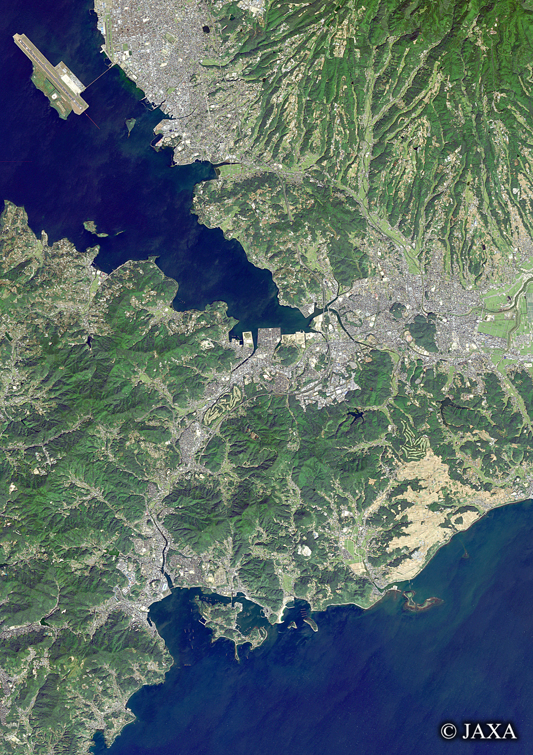 だいちから見た日本の都市 諫早市周辺:衛星画像