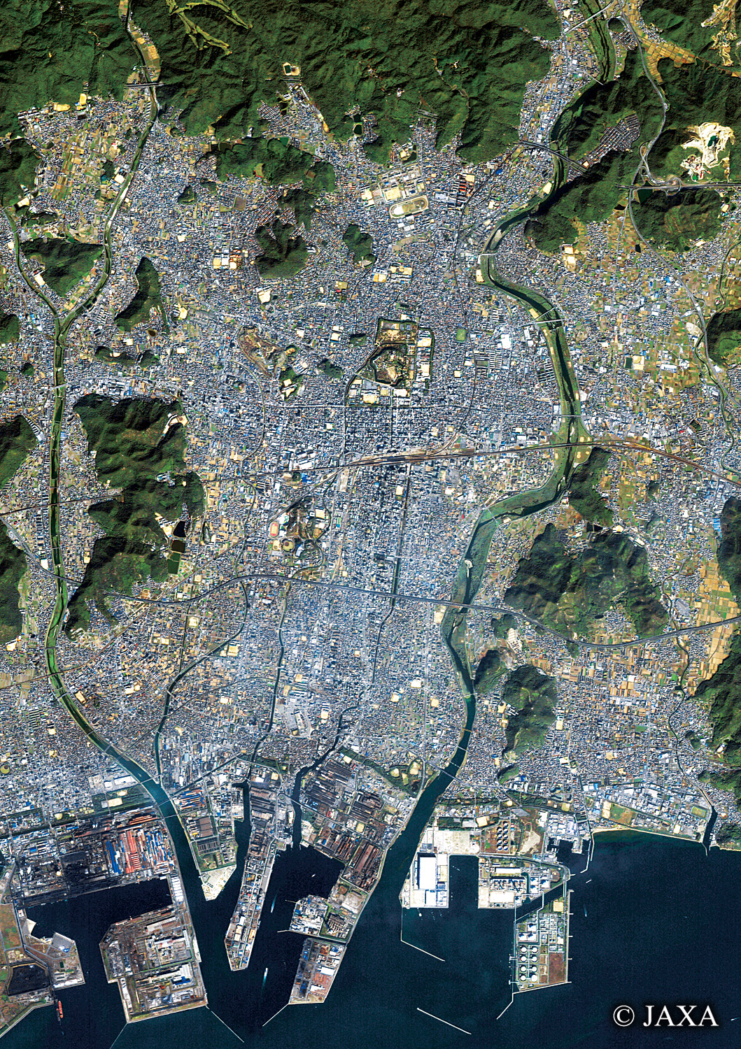 だいちから見た日本の都市 姫路城辺:衛星画像