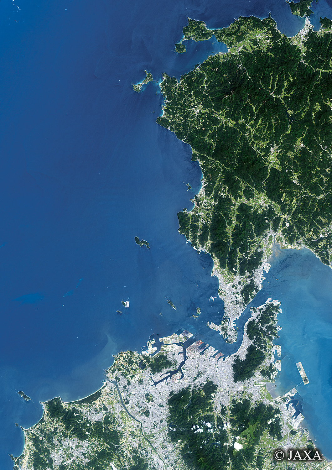 だいちから見た日本の都市 下関市周辺:衛星画像