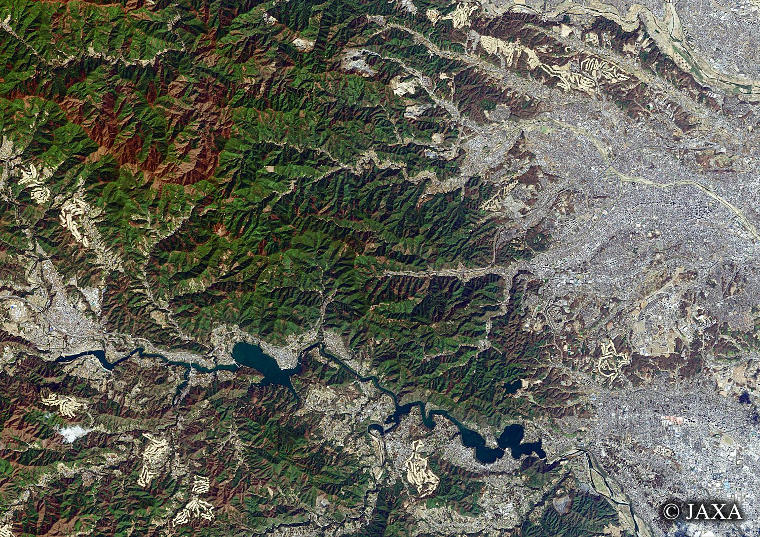 だいちから見た日本の都市 八王子市周辺:衛星画像