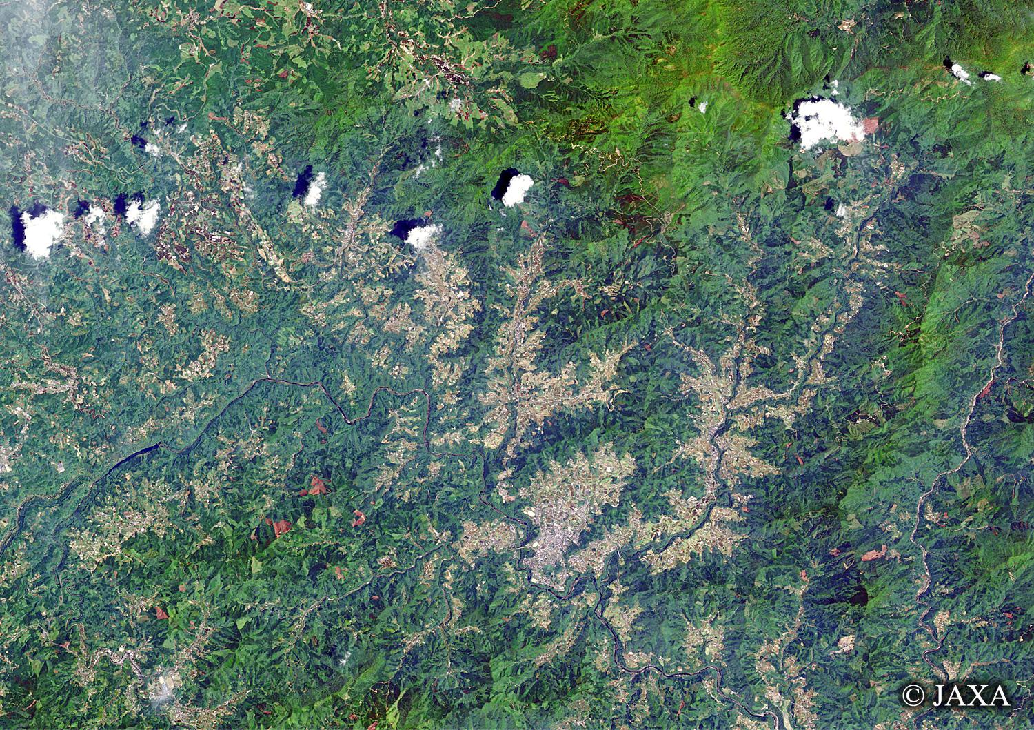 だいちから見た日本の都市 高千穂町周辺:衛星画像