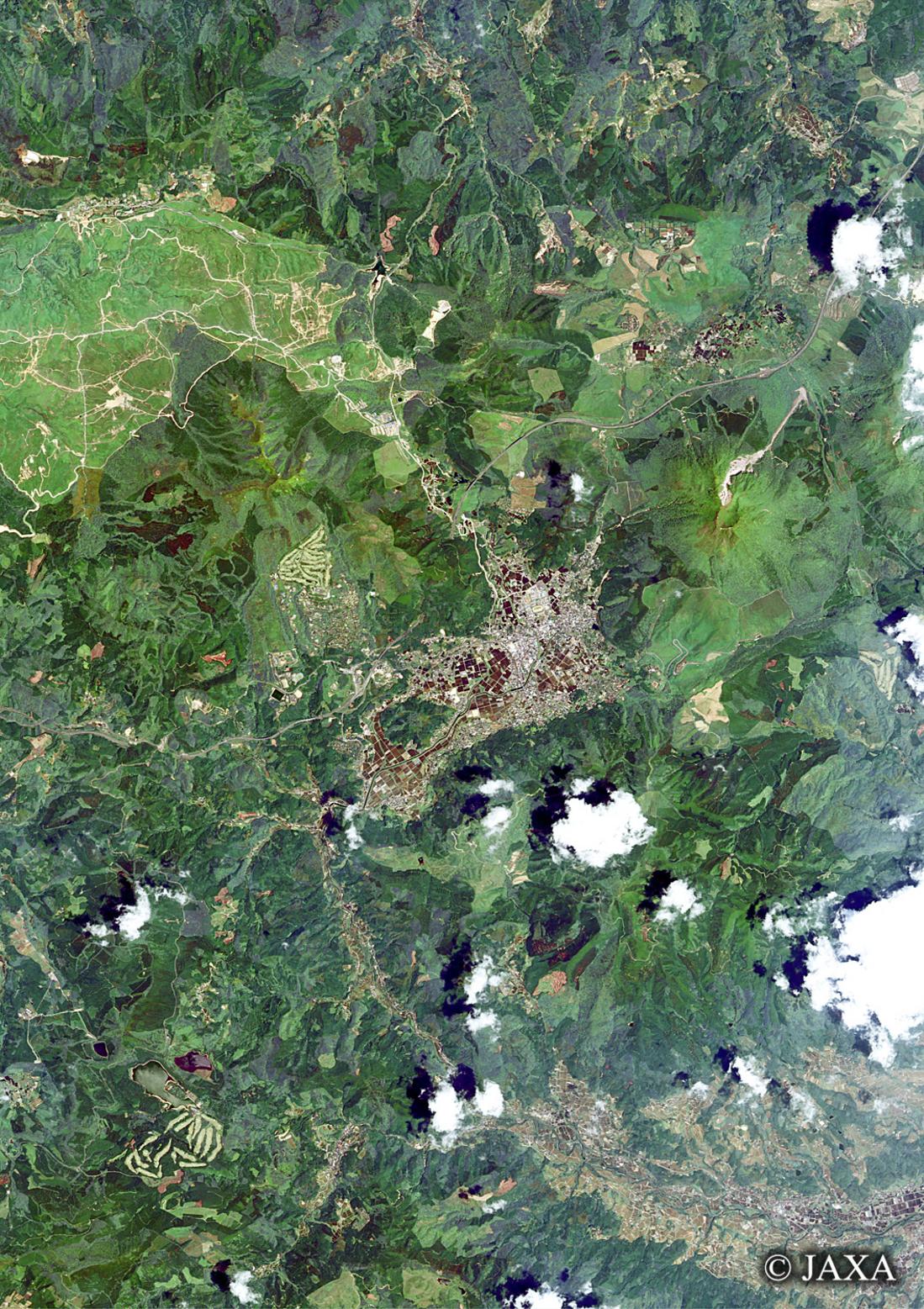 だいちから見た日本の都市 由布市周辺:衛星画像