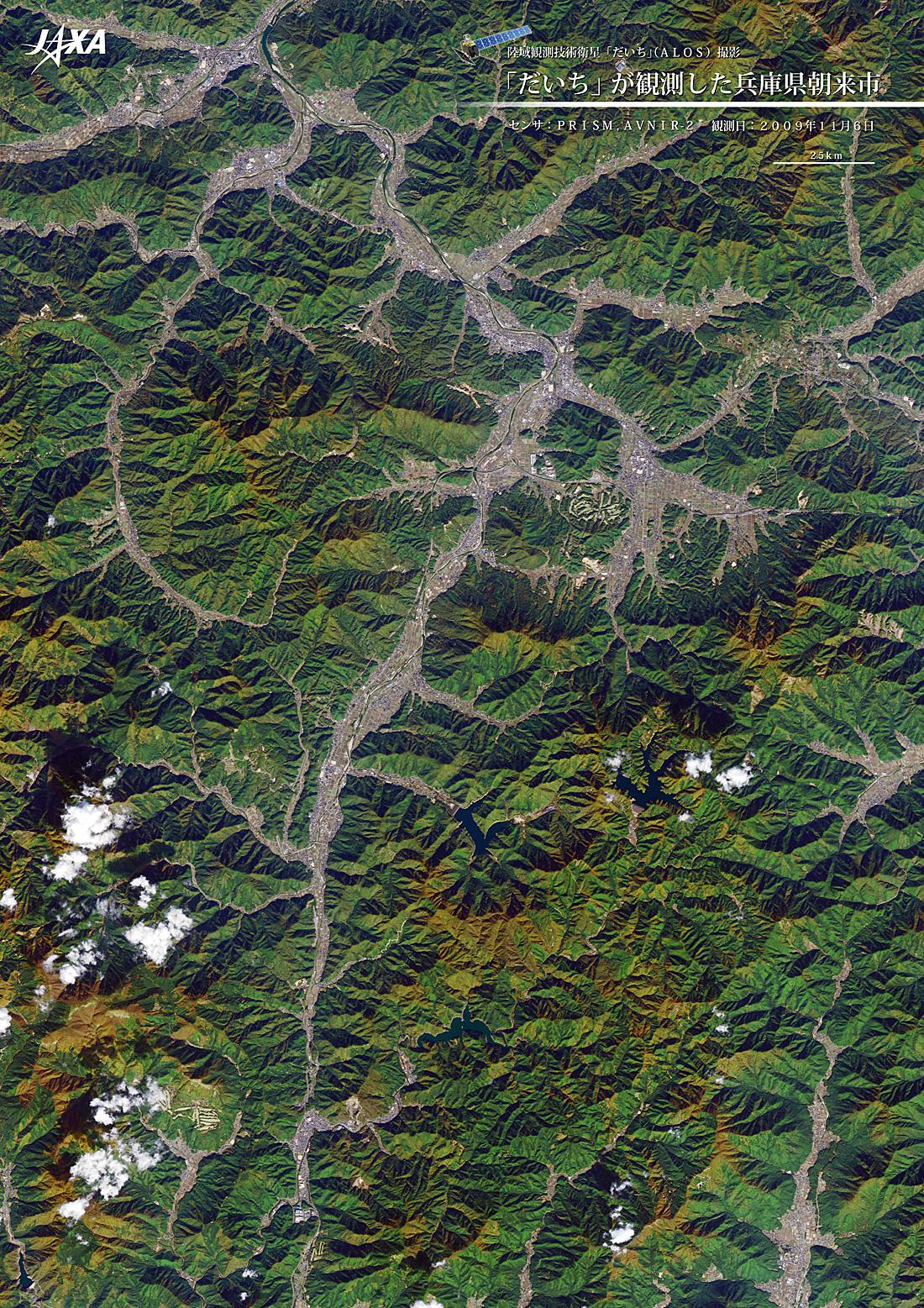 だいちから見た日本の都市 朝来市周辺:衛星画像（ポスター仕上げ）