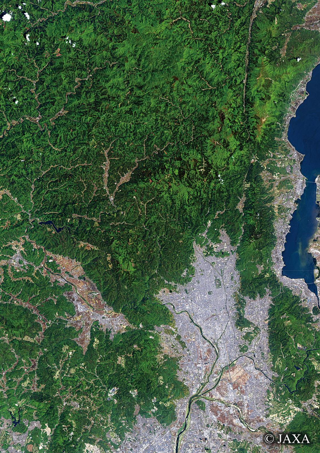 だいちから見た日本の都市 京都市周辺:衛星画像