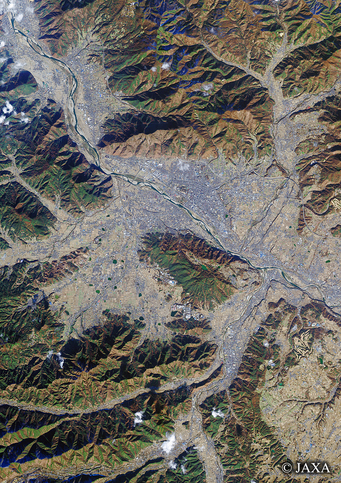 だいちから見た日本の都市 上田市周辺:衛星画像