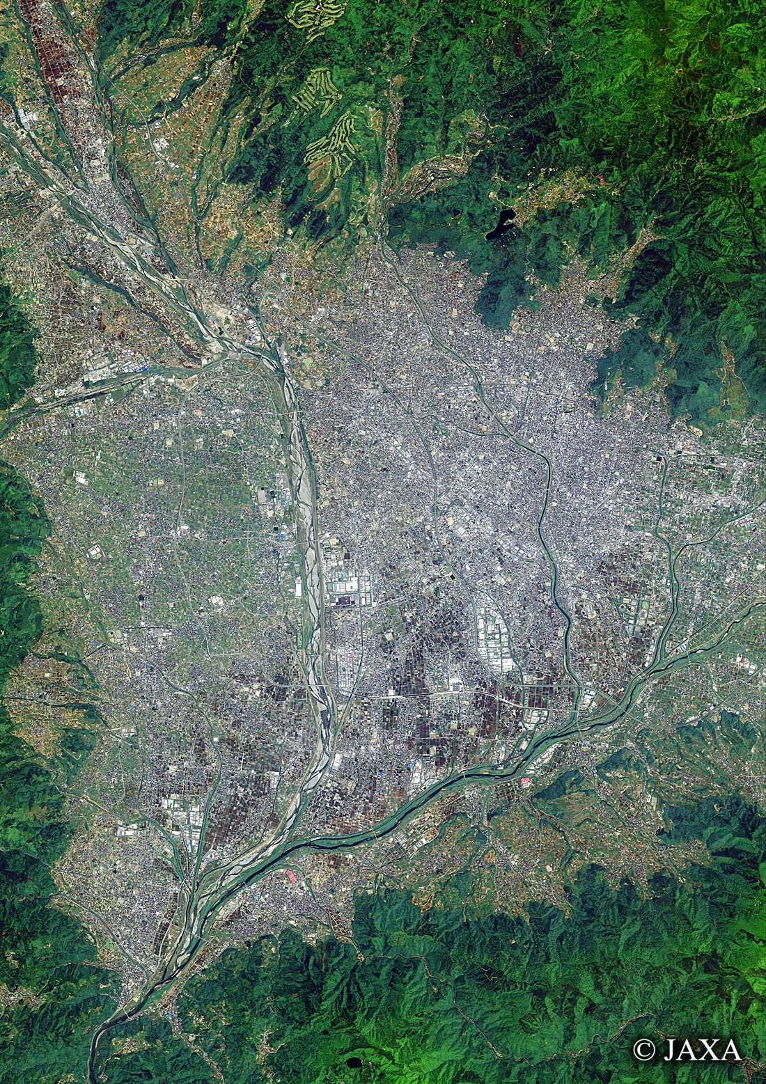 だいちから見た日本の都市 中巨摩郡周辺:衛星画像
