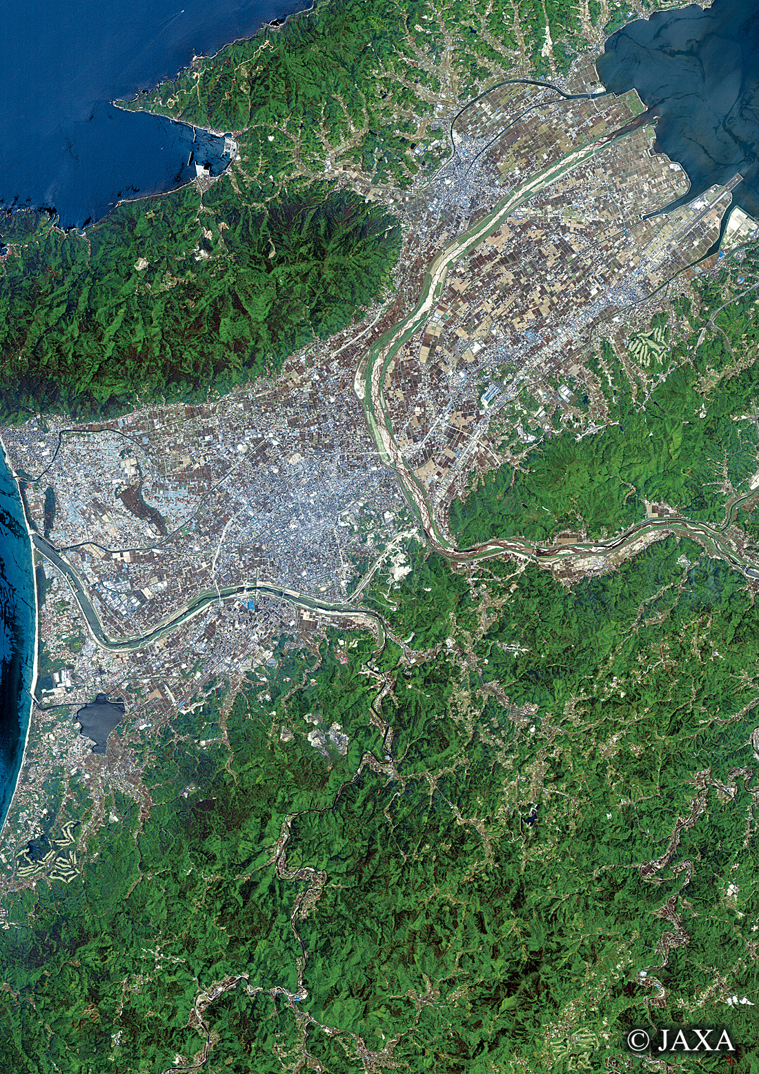 だいちから見た日本の都市 出雲市周辺:衛星画像