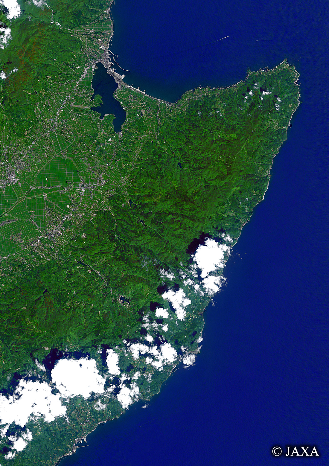 だいちから見た日本の都市 佐渡島東部周辺:衛星画像