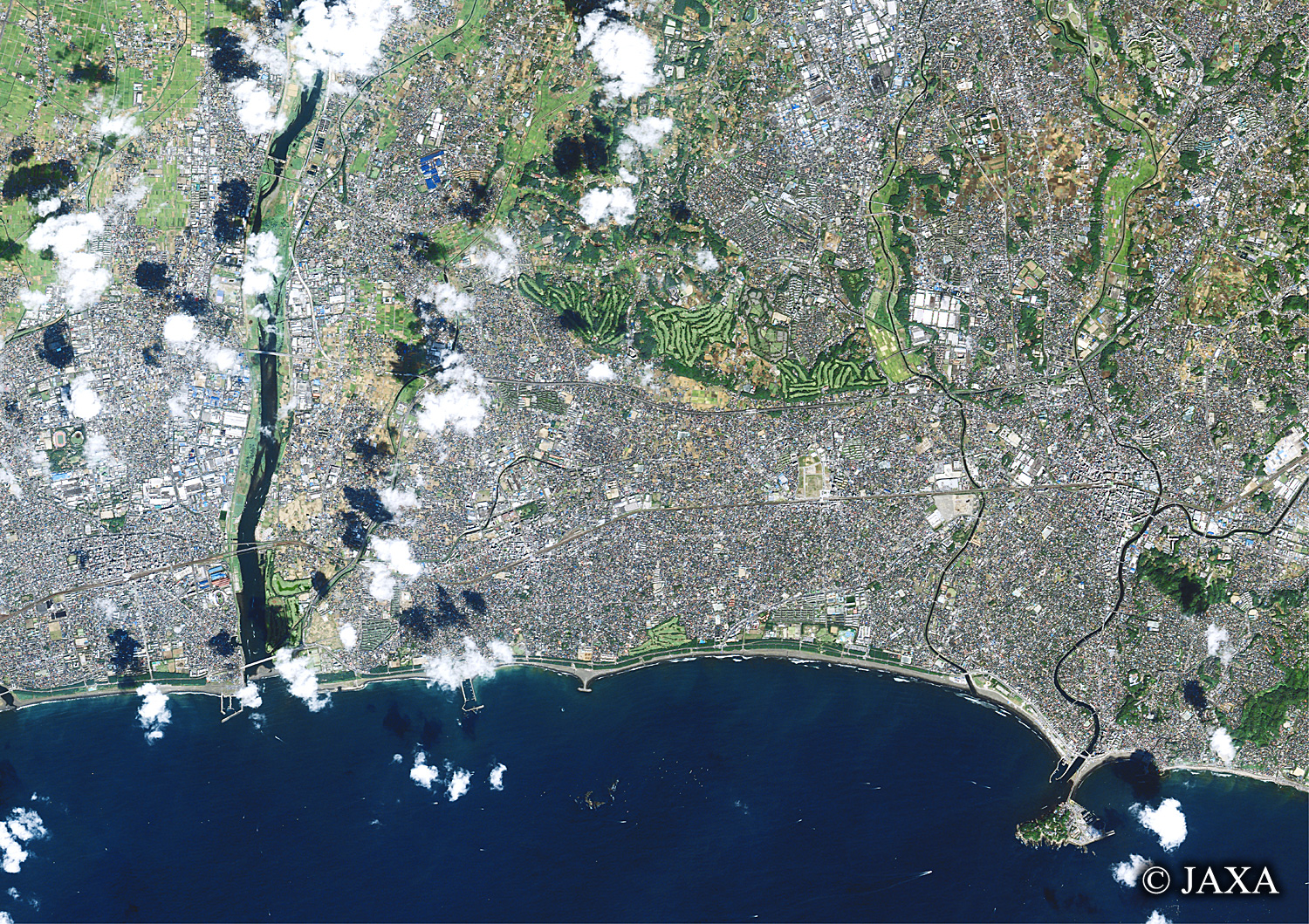 だいちから見た日本の都市 茅ヶ崎周辺:衛星画像