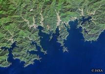 だいちから見た日本の都市 贄湾周辺：衛星画像