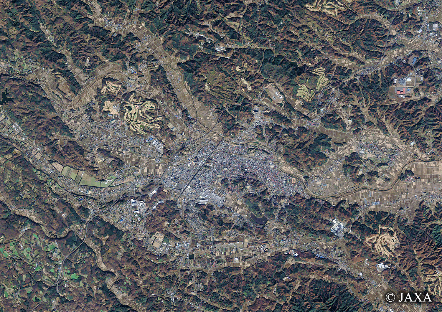 だいちから見た日本の都市 白河市周辺:衛星画像