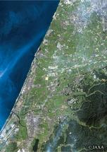 だいちから見た日本の都市 石川県海岸浸食：衛星画像