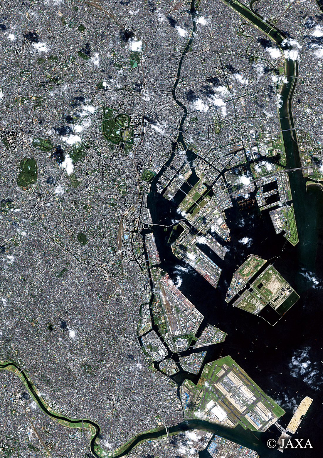 だいちから見た日本の都市 東京都心（英語版）:衛星画像
