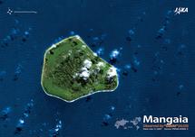 だいちから見た世界の都市 マンガイア島：衛星画像（ポスター仕上げ）